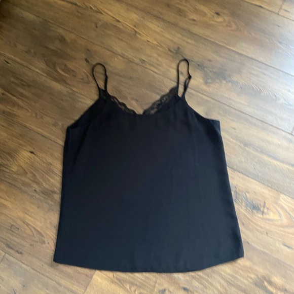 Simons Black Lace Trim Silky Cami, Size Large - Picture 7 of 8